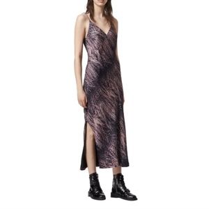 NWOT ALLSAINTS Melody Pembury Midi Slip Dress - Mink Pink